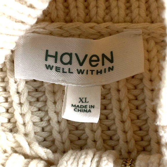 Haven Well Within Cable Knit Sweater Womens Extra Large XL Cream Chunky Winter - Picture 4 of 10